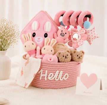 Blue Hello Baby Gift Basket