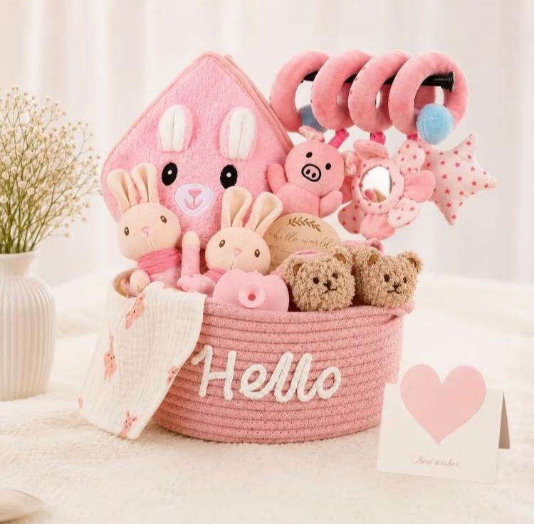 Blue Hello Baby Gift Basket