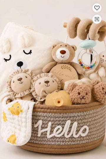 Neutral Hello Baby Gift Basket