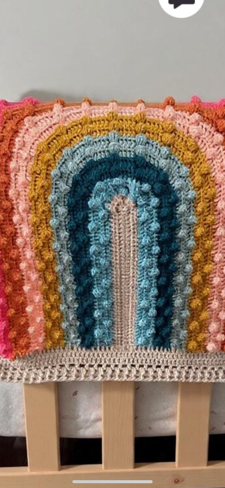 Rainbow Crochet Baby Blanket, Approx. 30 x 30 in