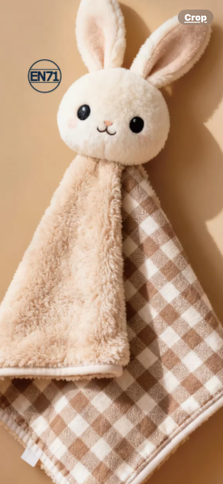 Cream Bunny Gingham Lovie, Approx. 10 Inches