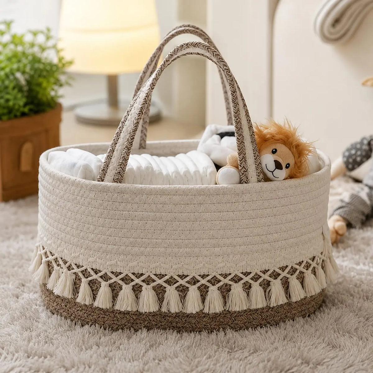 Boho Rope Diaper Caddy Organizer Lively Distinct Designs Inc
