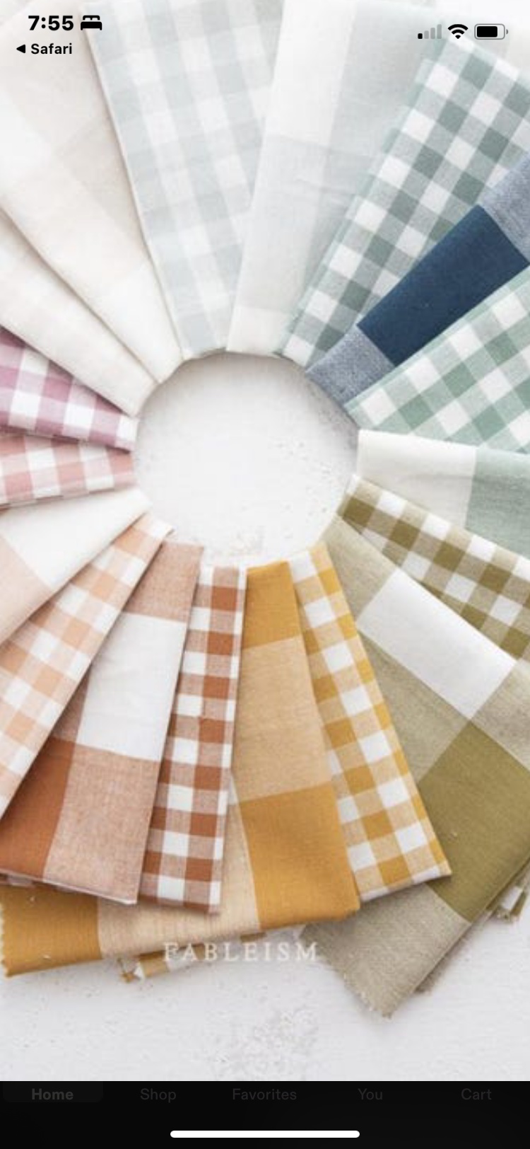 Fabric inspiration — gingham and plaid fabric swatches in a variety of colors