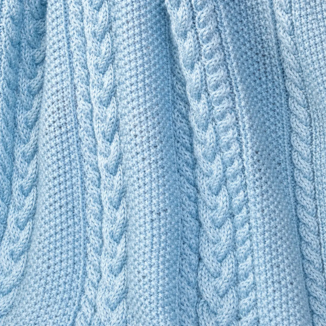 Baby Blue Cable Knit Heirloom Blanket | Handmade Artisan Knit Newborn Blanket | Lively Distinct Designs. Lively Distinct Designs Inc