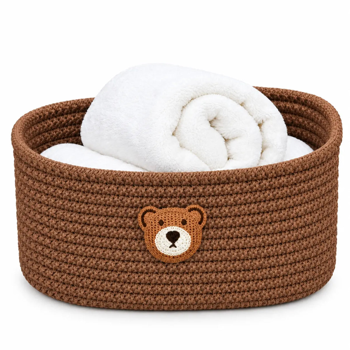 Bear Cotton Rope Oval Shaped Storage Basket Lively Distinct Designs Inc