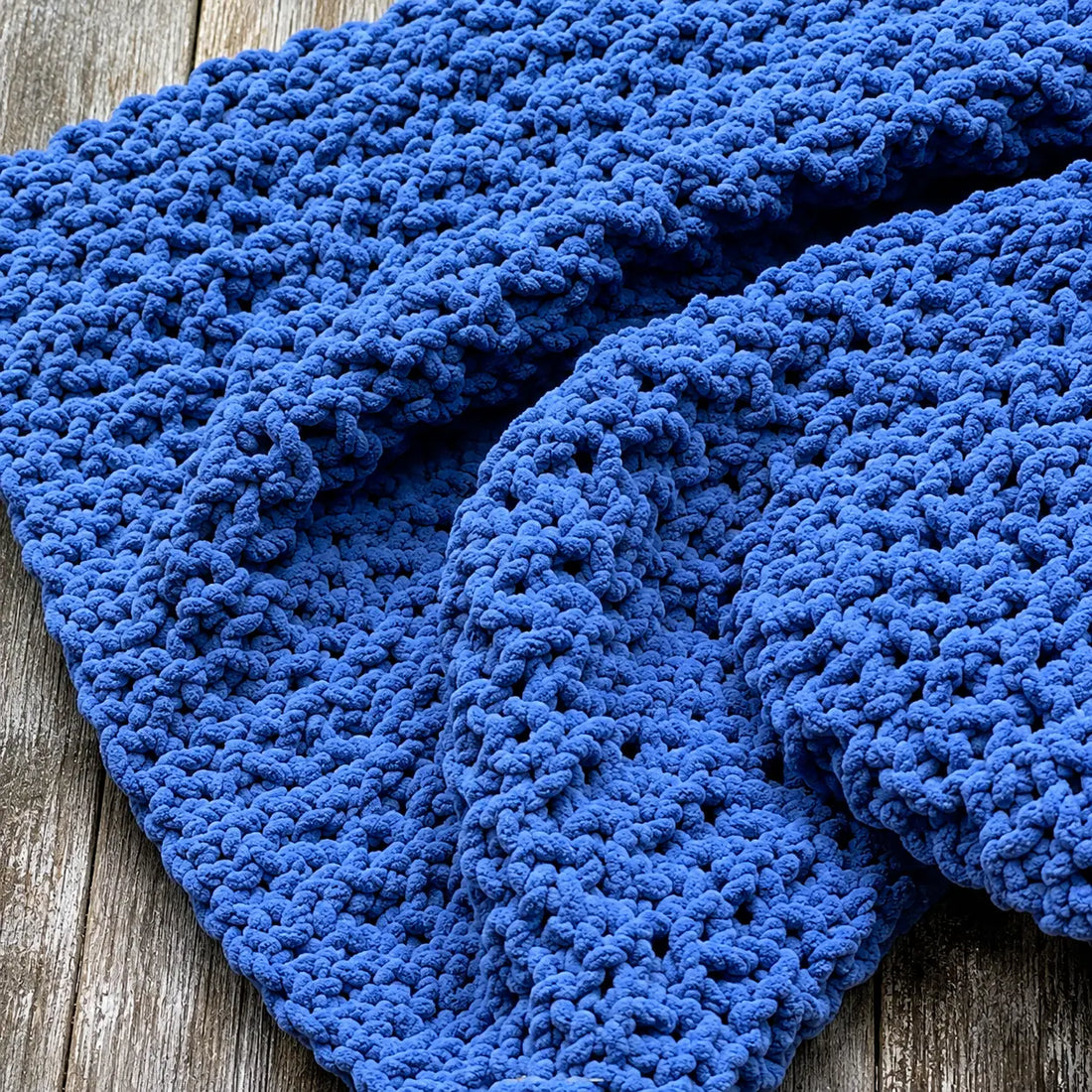 Denim color  Dream Chenille Crochet Baby Blanket | Handmade Artisan Blanket | Lively Distinct Designs. Lively Distinct Designs Inc
