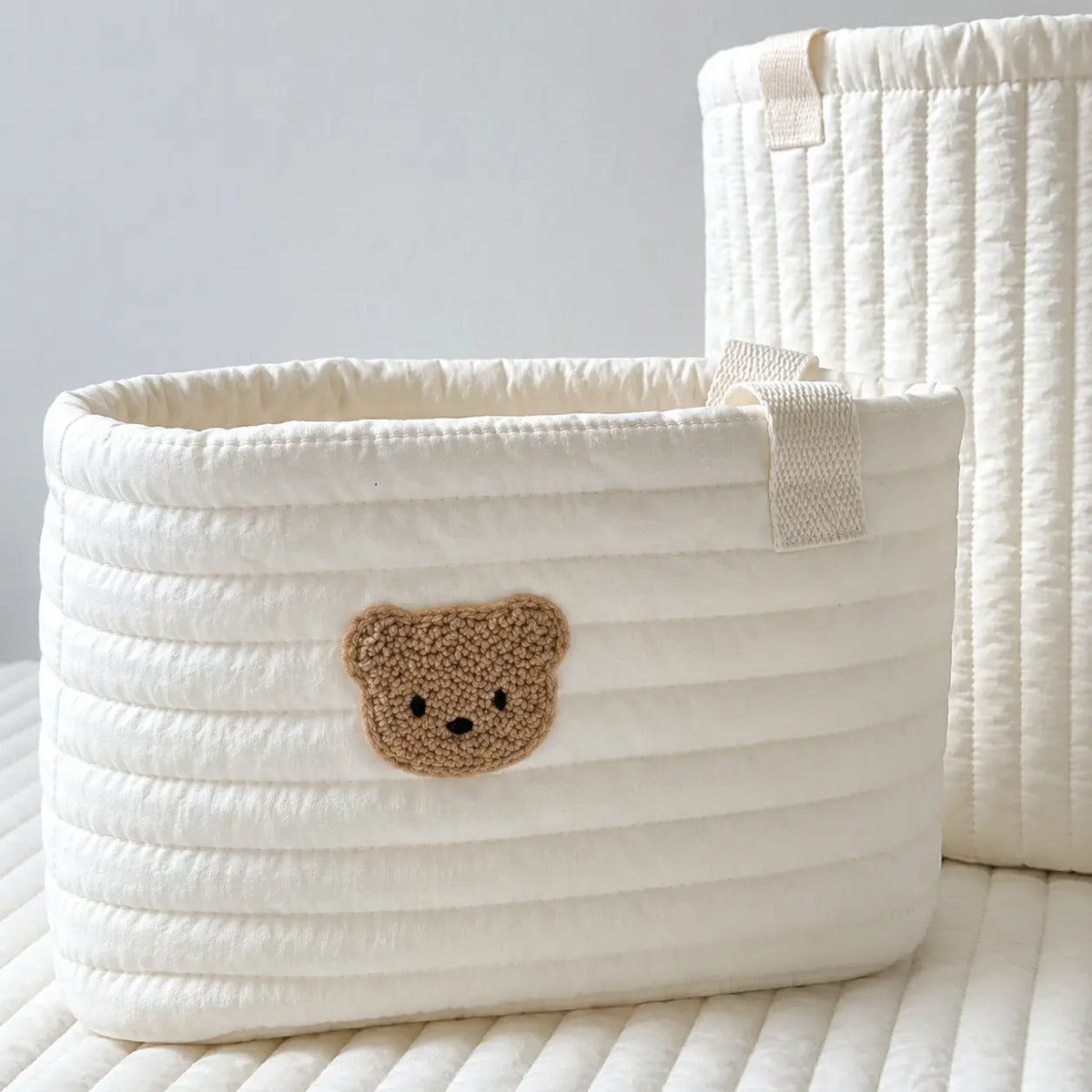 Bear Quilted Fabric Nursery Storage Bin Lively Distinct Designs Inc