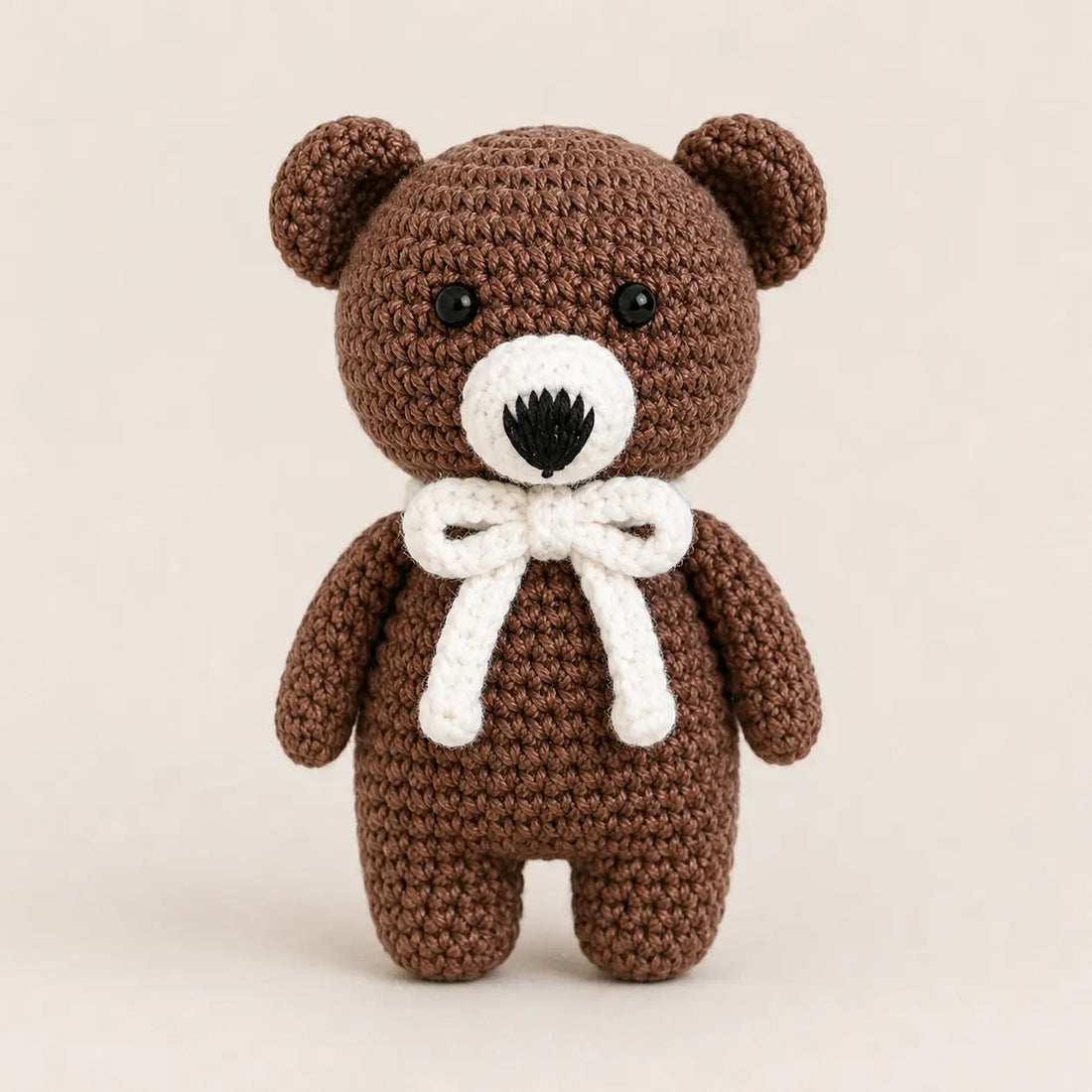 Artisan Crochet Brown Bear with Bow Lively Distinct Designs Inc