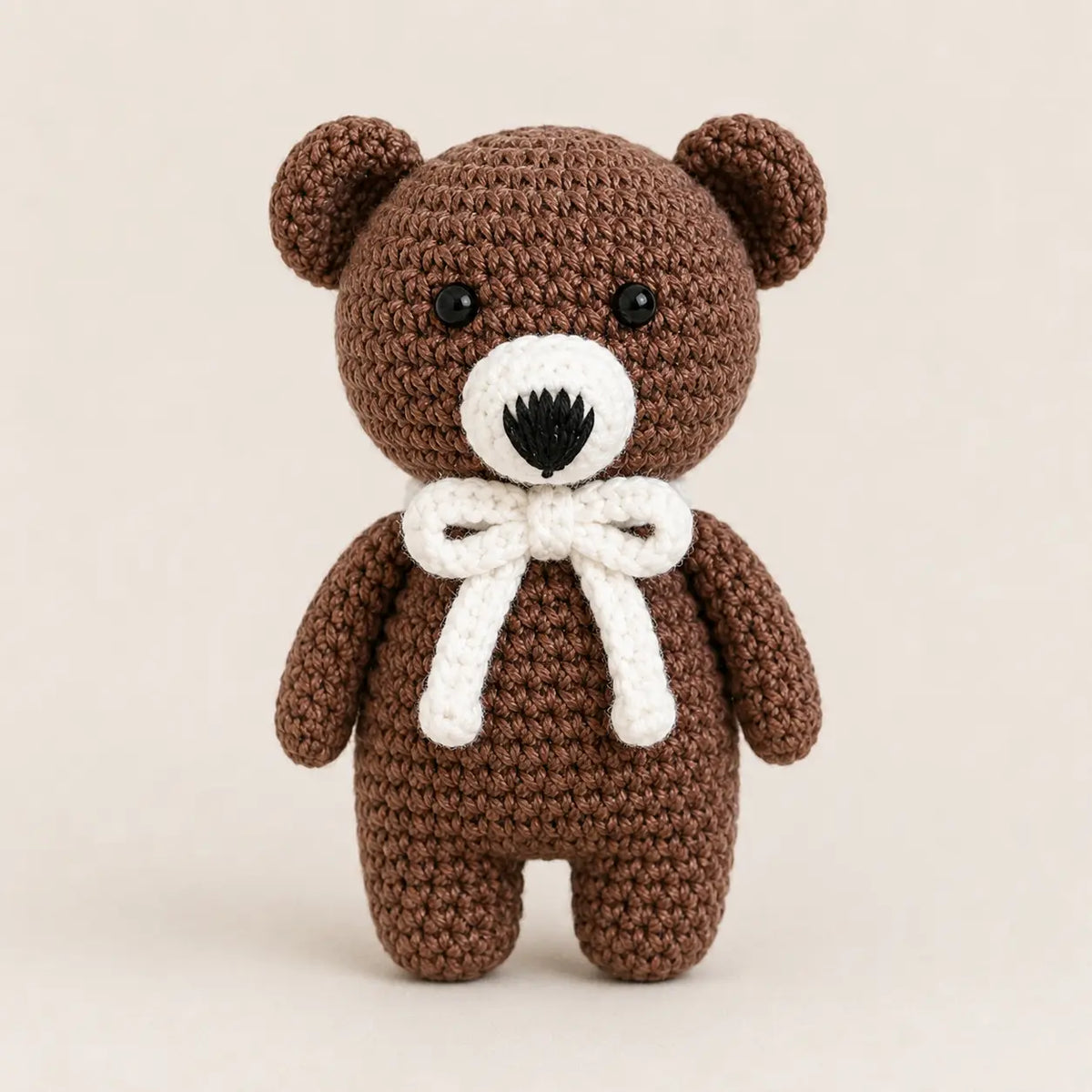 Artisan Crochet Brown Bear with Bow Lively Distinct Designs Inc
