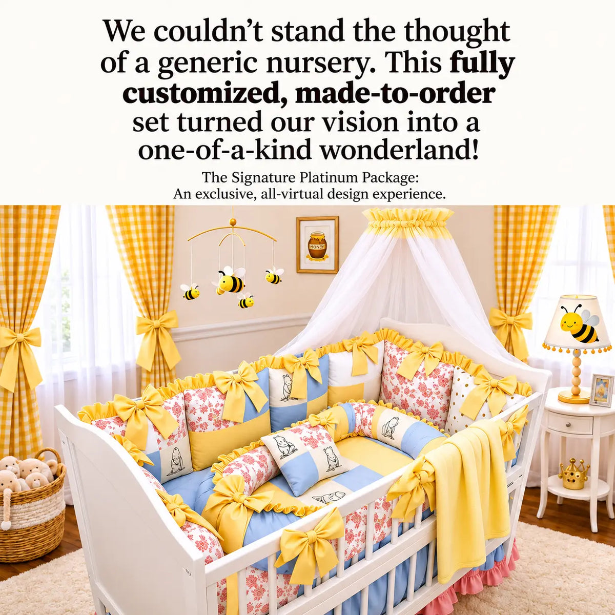 Honey & Bees — Custom Classic Pooh Platinum Nursery Design | Luxury Baby Nursery Décor | LDD Original. Lively Distinct Designs Inc