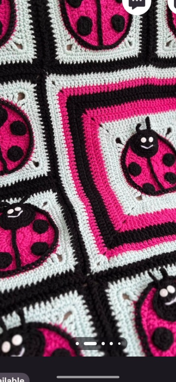Crochet Ladybug Baby Blanket, Approx. 30 x 30 in