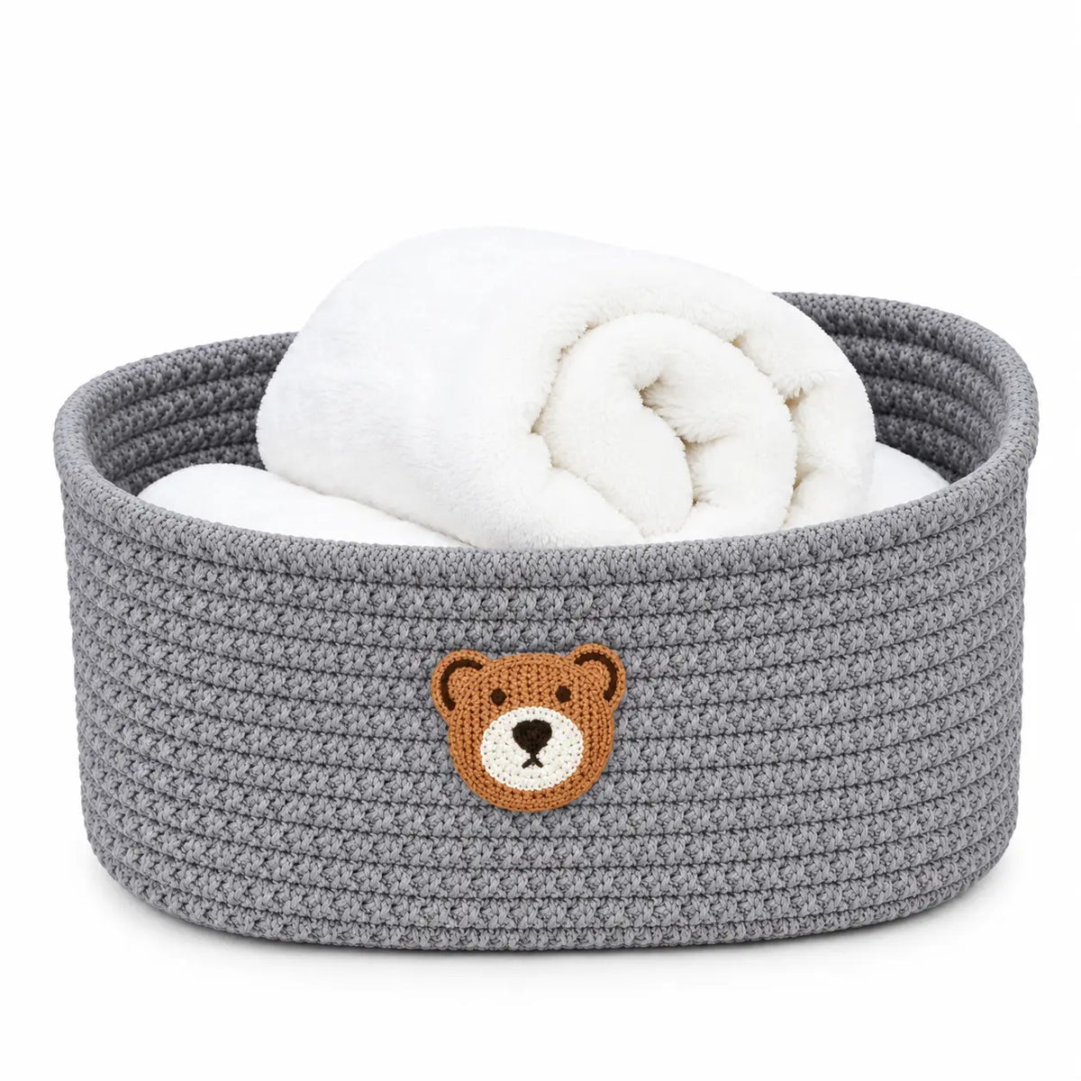 Bear Cotton Rope Oval Shaped Storage Basket Lively Distinct Designs Inc
