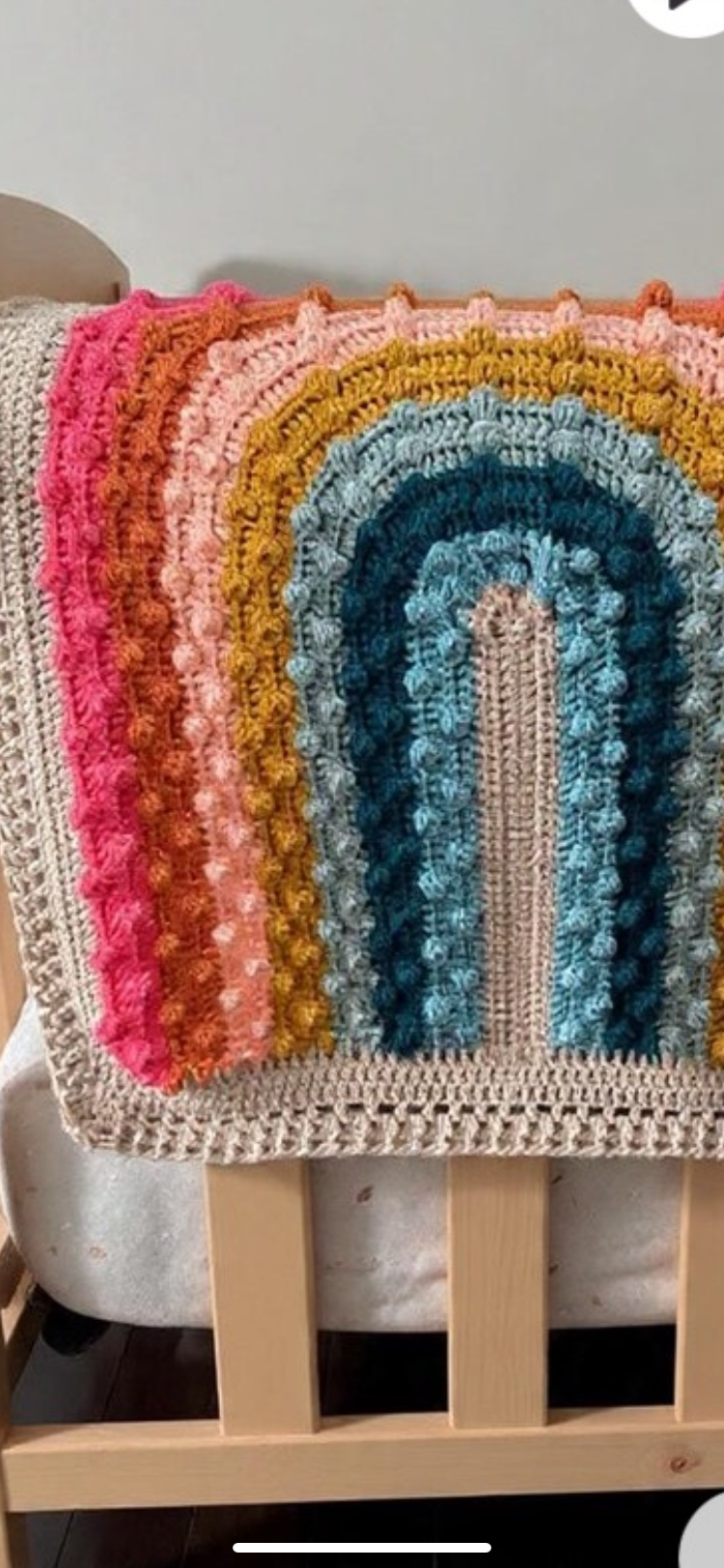 Rainbow Crochet Baby Blanket, Approx. 30 x 30 in
