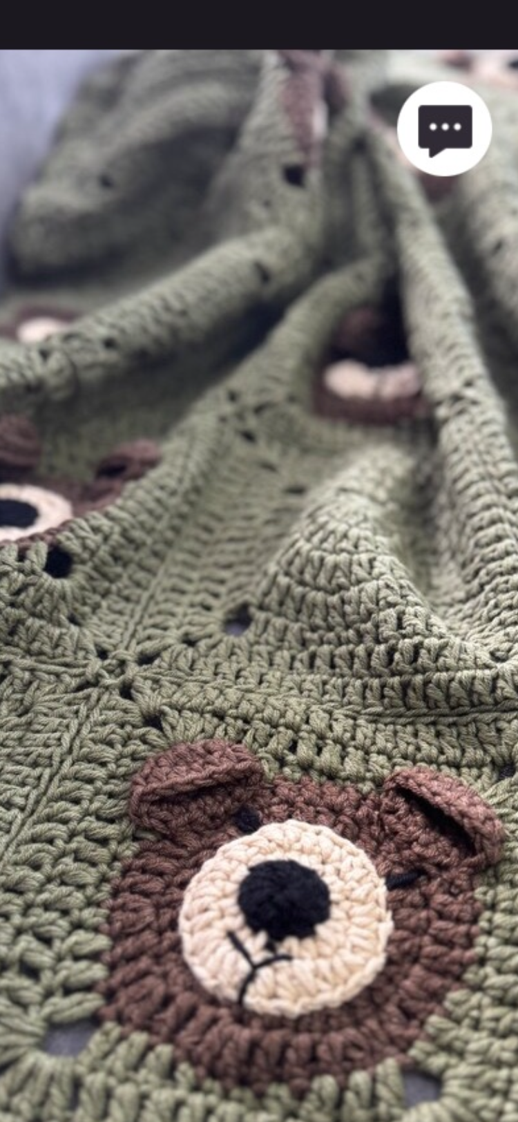 Sage Green Crochet Teddy Bear Baby Blanket
