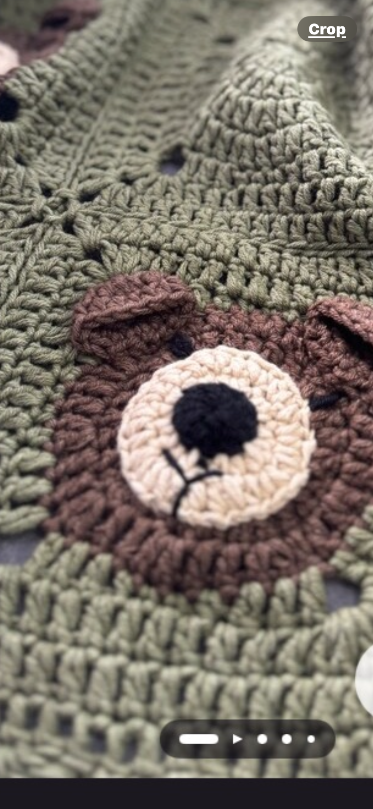Sage Green Crochet Teddy Bear Baby Blanket