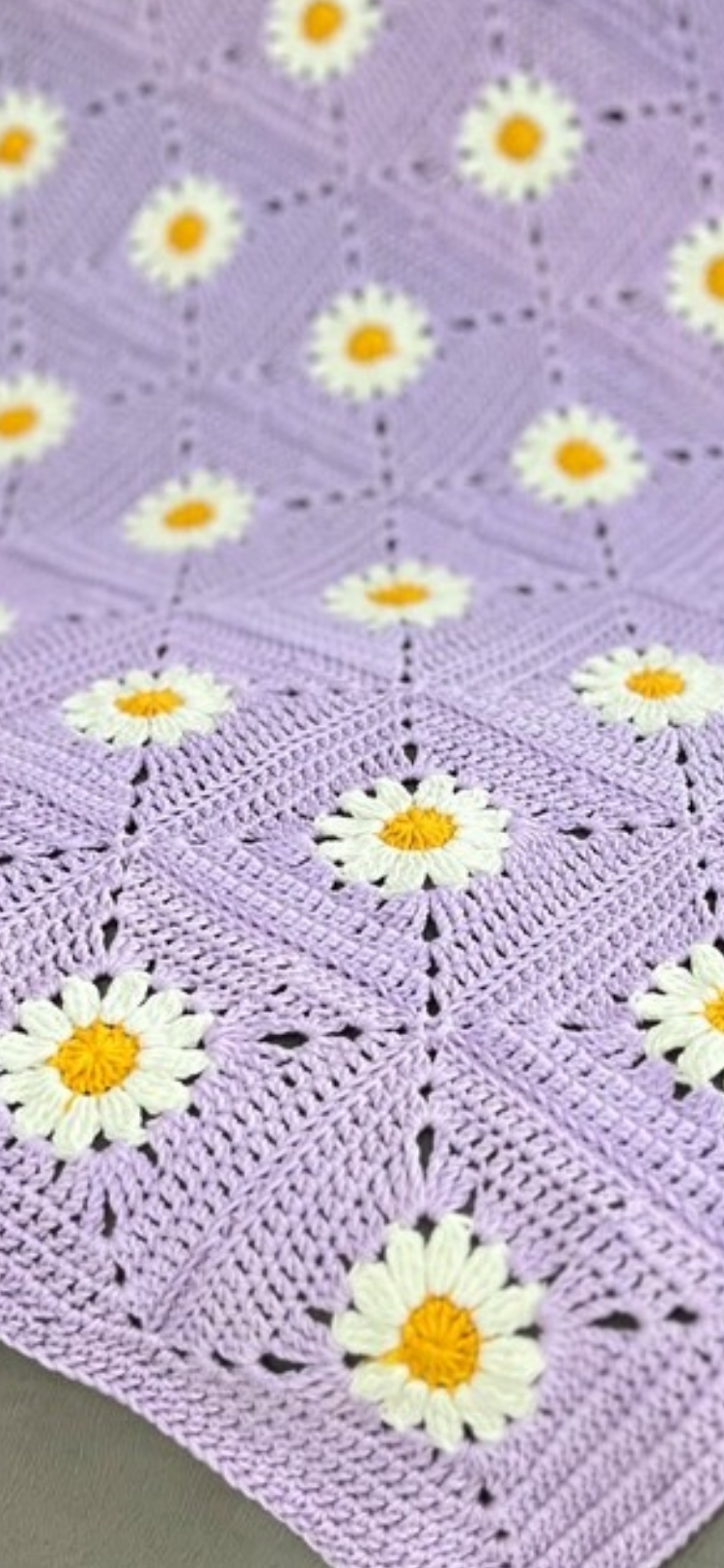 Lavender Daisy Crochet Blanket