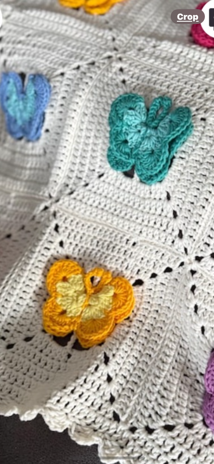 White Crochet Butterfly Blanket