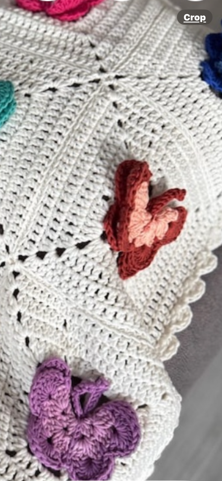 White Crochet Butterfly Blanket