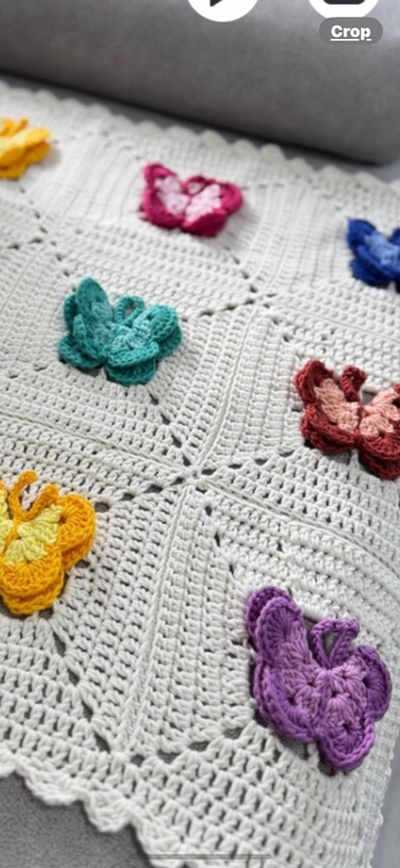 White Crochet Butterfly Blanket