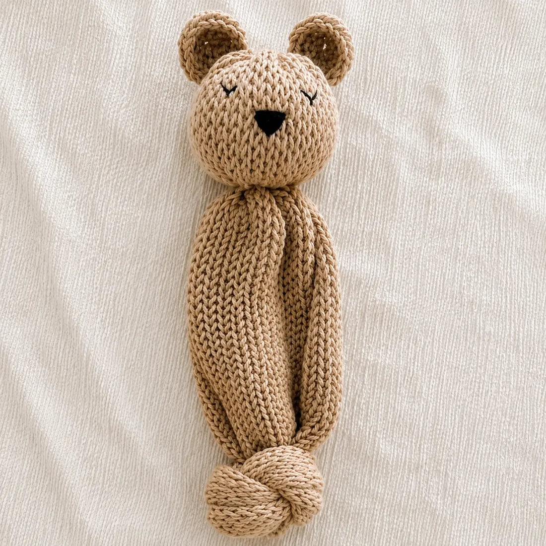 Artisan Knit Sleepy Bear — Taupe Lively Distinct Designs Inc