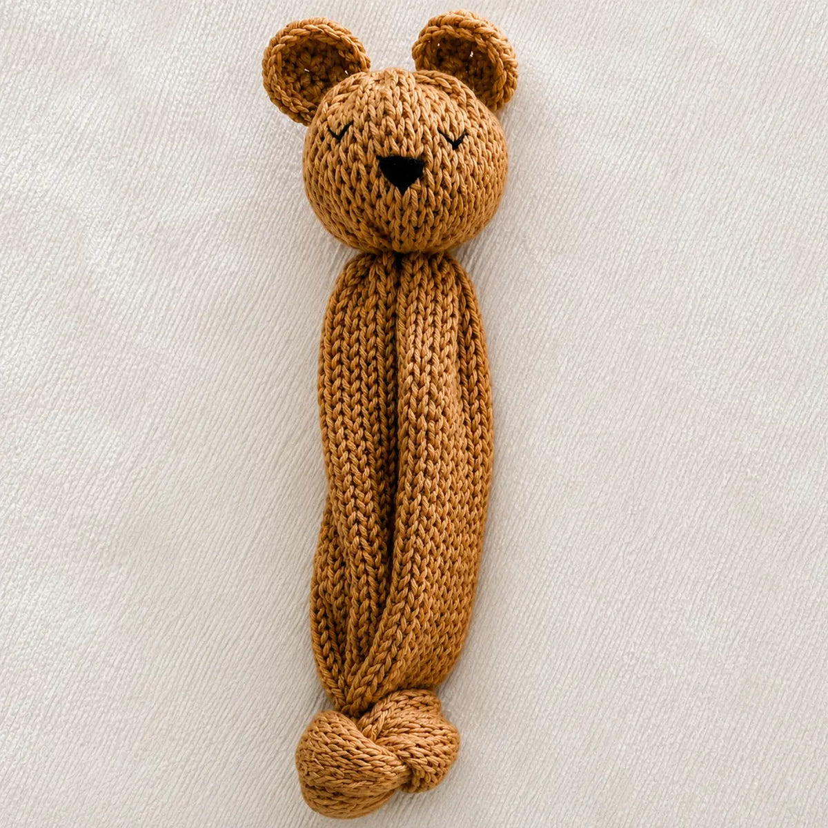 Artisan Knit Sleepy Bear — Caramel Lively Distinct Designs Inc