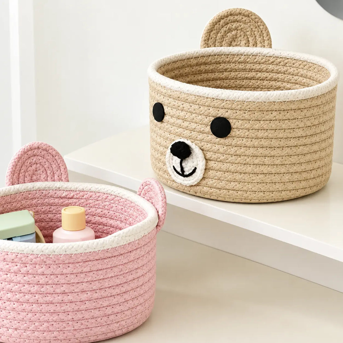 Bear Face Cotton Rope Bowl Basket / 3 colors available Lively Distinct Designs Inc