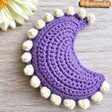 Crochet Crescent Moon Rattle with Bobble Trim | Handmade Baby Toy Lively Distinct Designs Inc