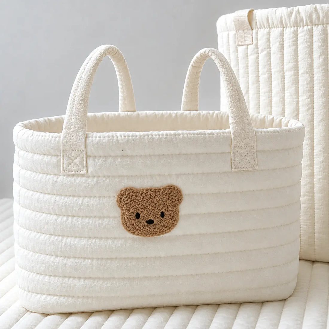 Bear Quilted Fabric Nursery Storage Bin Lively Distinct Designs Inc
