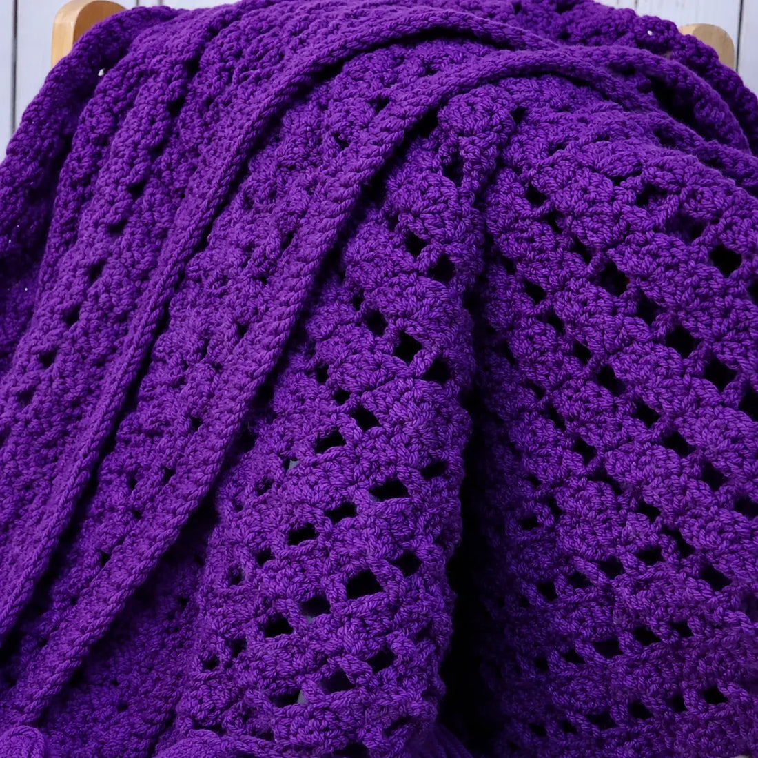Purple Lace Crochet Baby Blanket | Handmade Violet Artisan Baby Blanket | Lively Distinct Designs. Lively Distinct Designs Inc