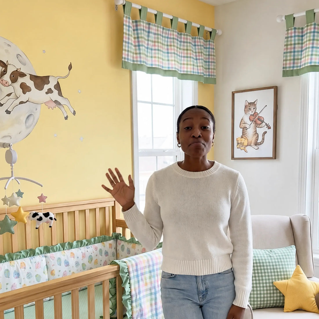 Sugar Plaid — Nursery Rhymes / cow jumping over moon / Plaid Nursery Design | Whimsical Baby Nursery Décor | LDD Original Lively Distinct Designs Inc