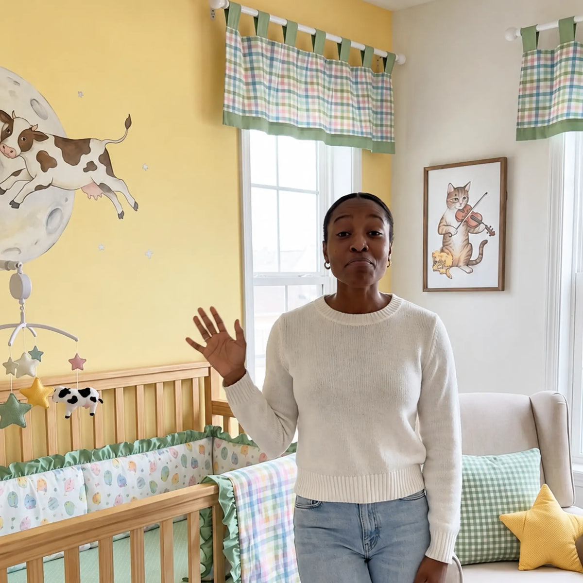 Sugar Plaid — Nursery Rhymes / cow jumping over moon / Plaid Nursery Design | Whimsical Baby Nursery Décor | LDD Original Lively Distinct Designs Inc