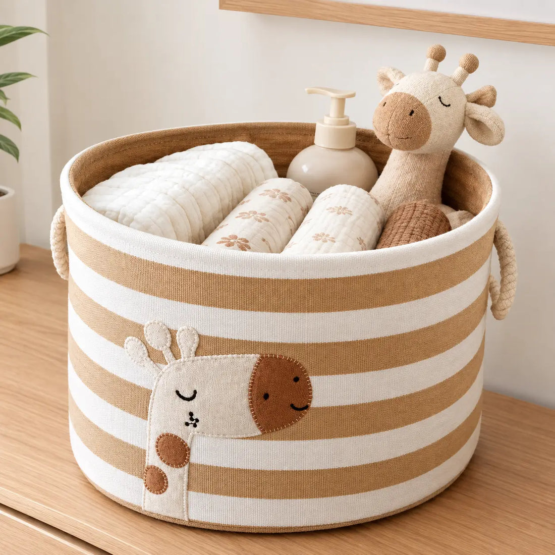 Giraffe Striped Nursery Storage Basket Lively Distinct Designs Inc